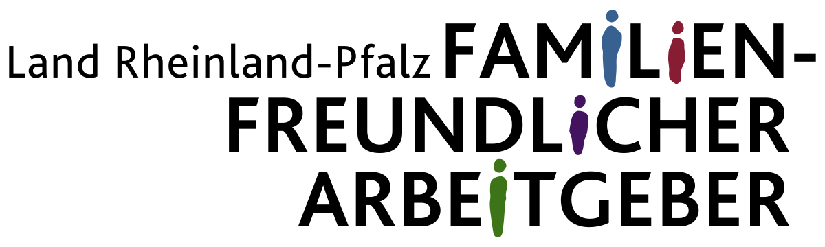 Logo: Familienfreundlicher Arbeitgeber. Land Rheinland-Pfalz.»